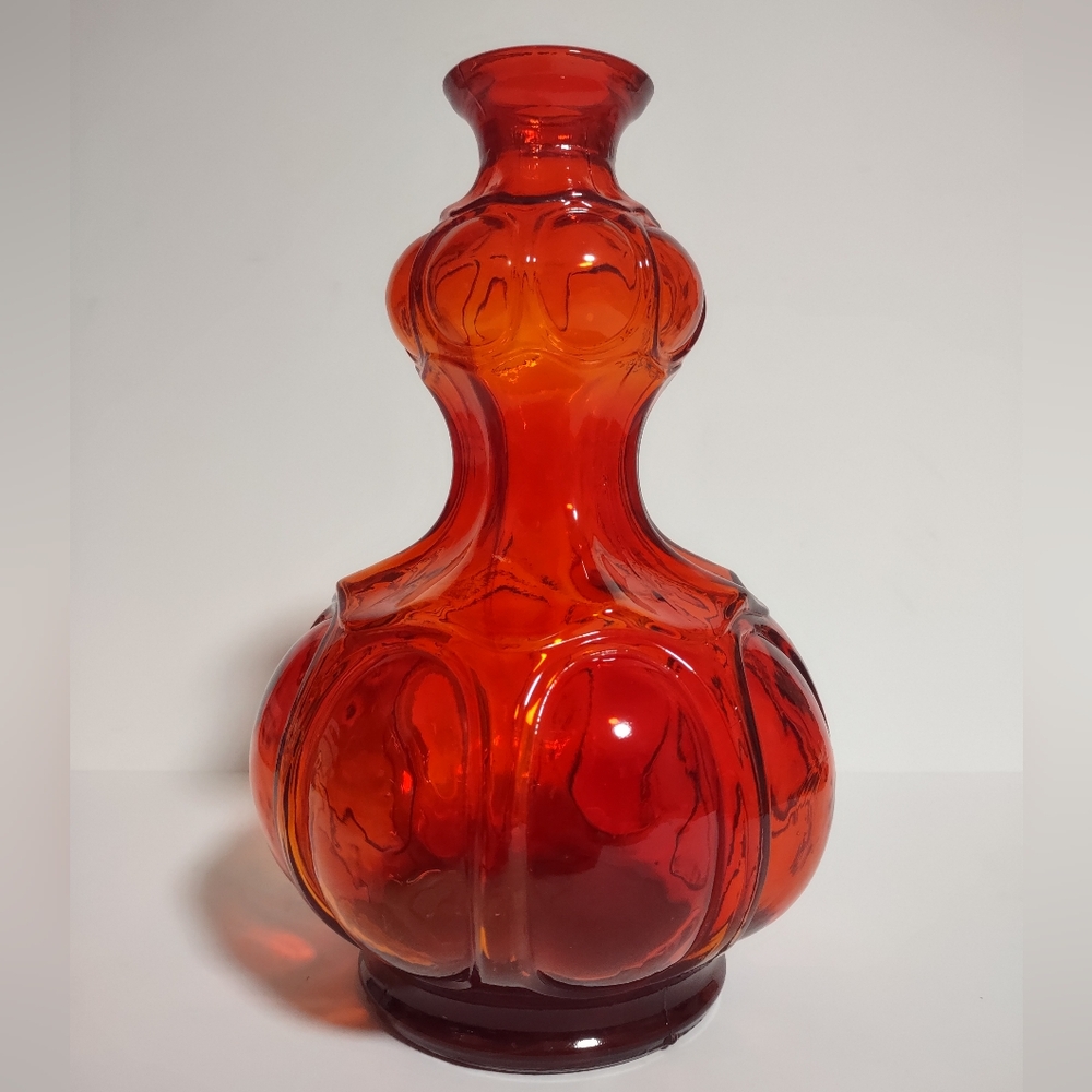 Vintage Red Empoli Genie Bottle Decanter Italy MCM